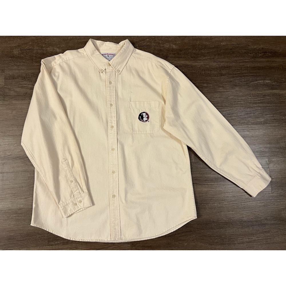 Florida State FSU Seminoles Men Heavy Cotton Shirt Size XL Button Down NWT B33